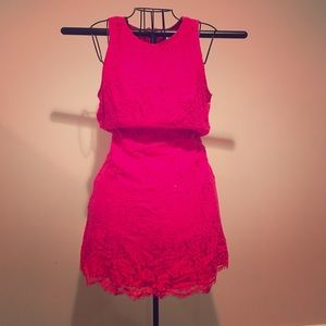Pink Floral Lace Pattern Formal Dress Size S